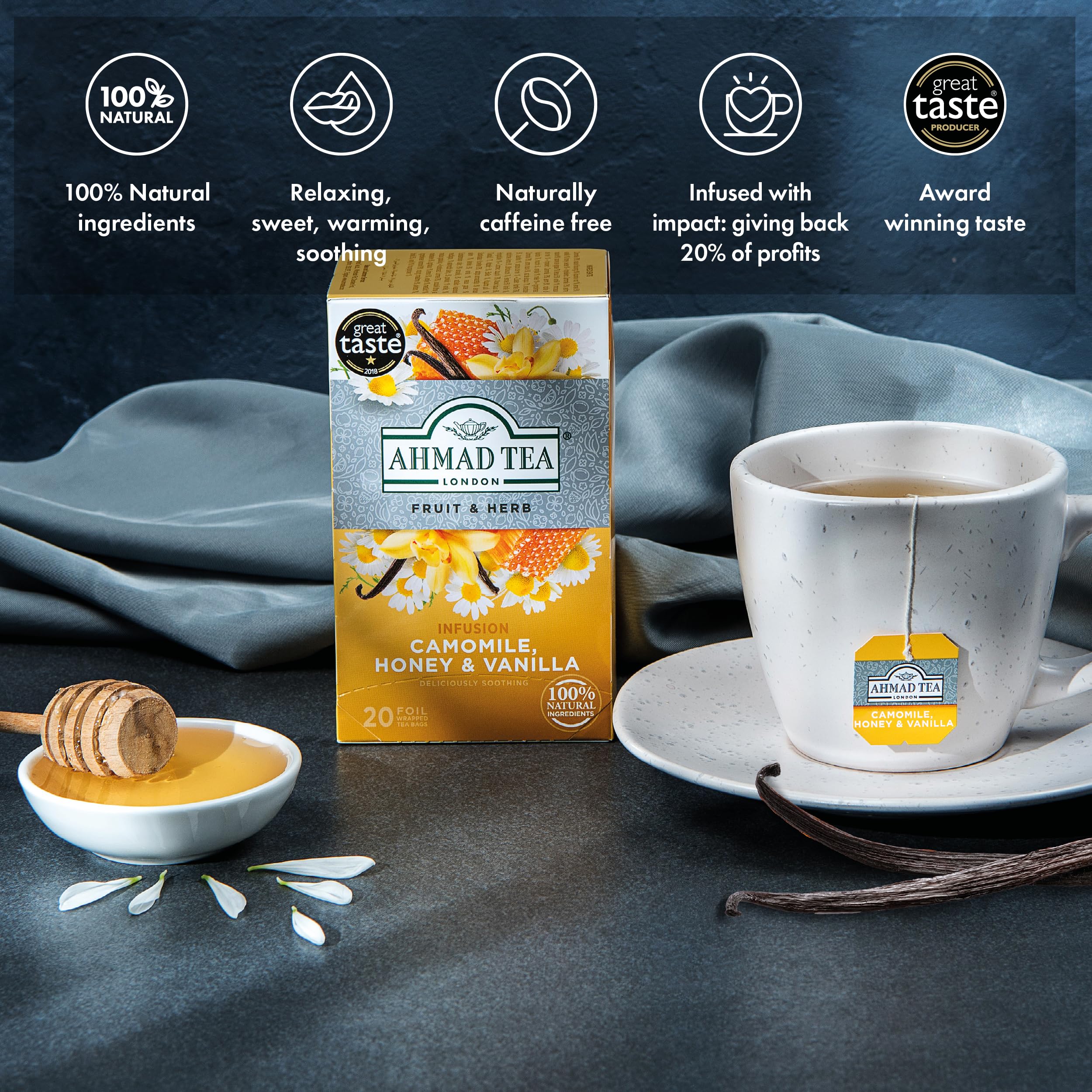 Ahmad Tea Camomile Tea with Honey & Vanilla 20 Count (Pack of 1) - Image 6