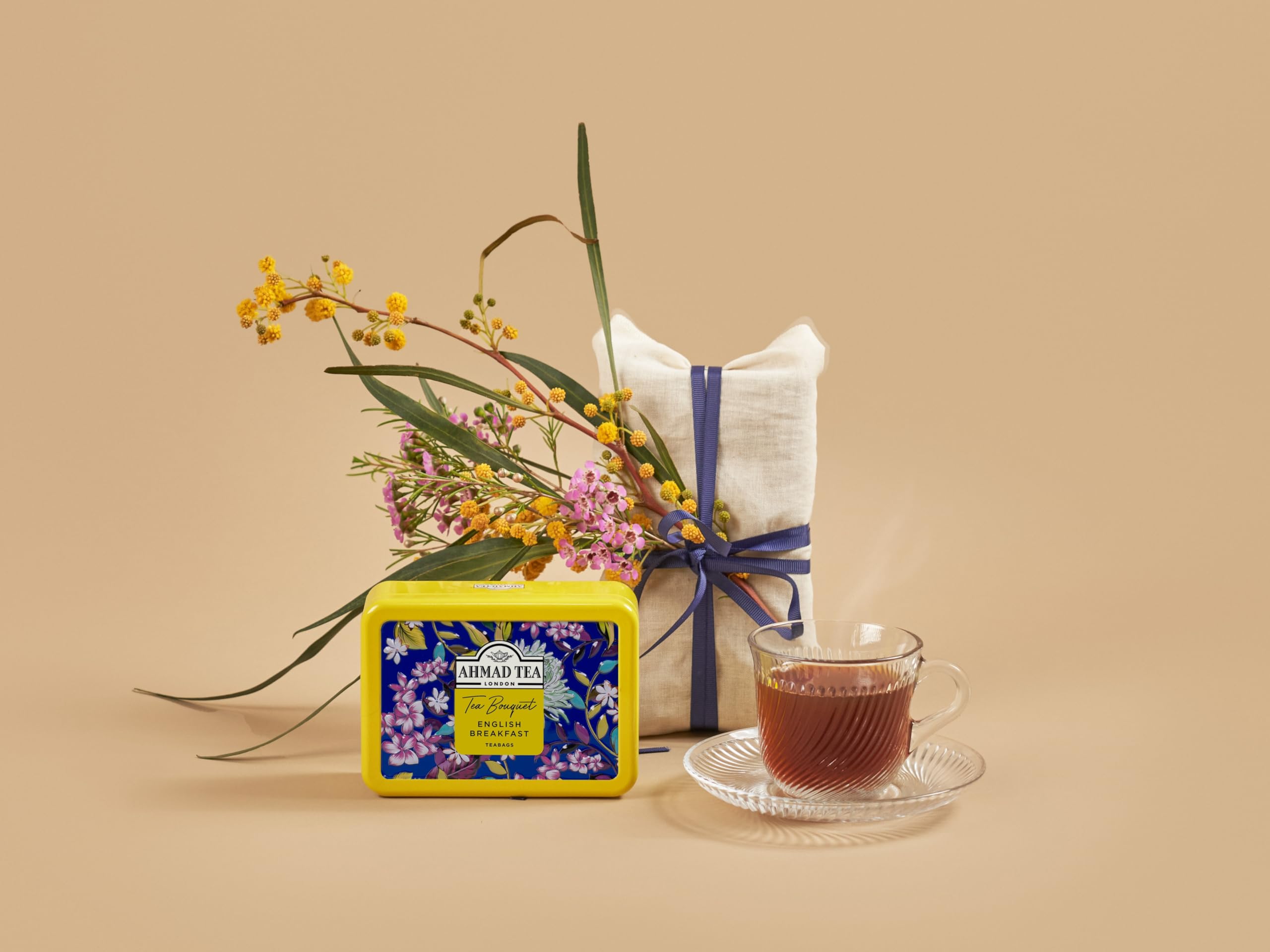 Ahmad Tea Floral Tea Tin Gift, Yellow Caddy, English Breakfast, 10 Tea Bags - Image 4