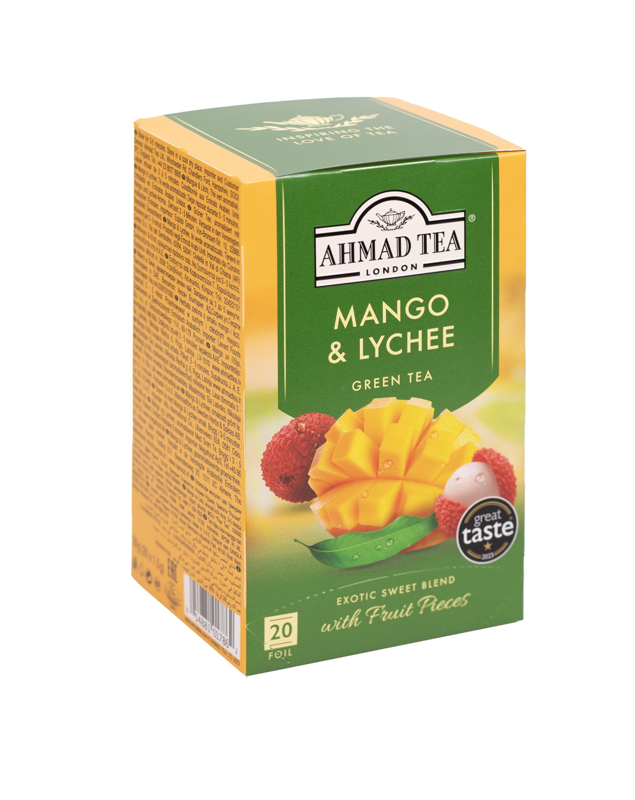 Ahmad Tea Mango & Lychee Flavored Green Tea with Fruit Pieces, 20 Count, Pack of 6 - Image 5