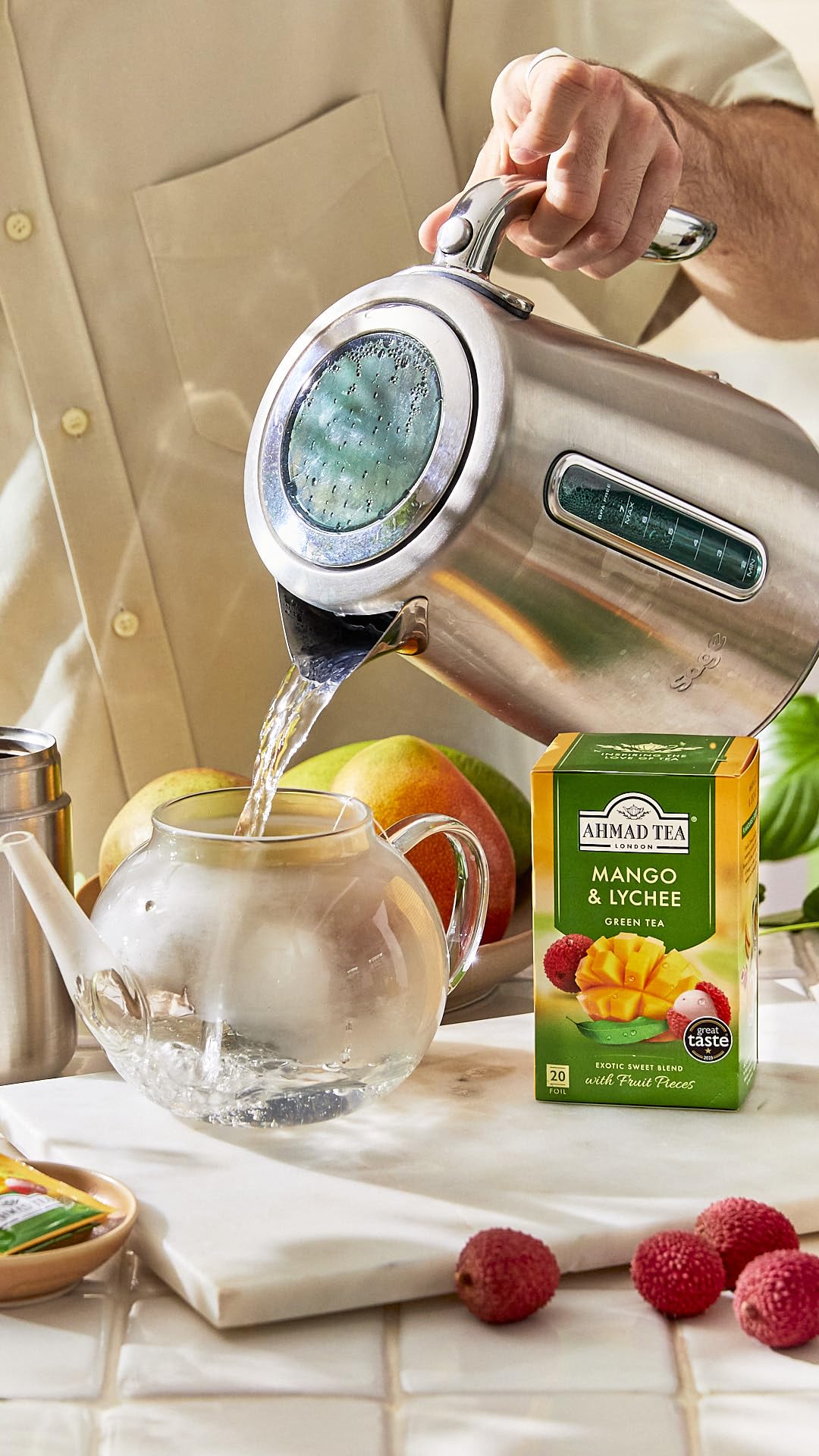 Ahmad Tea Mango & Lychee Flavored Green Tea with Fruit Pieces, 20 Count, Pack of 6 - Image 7