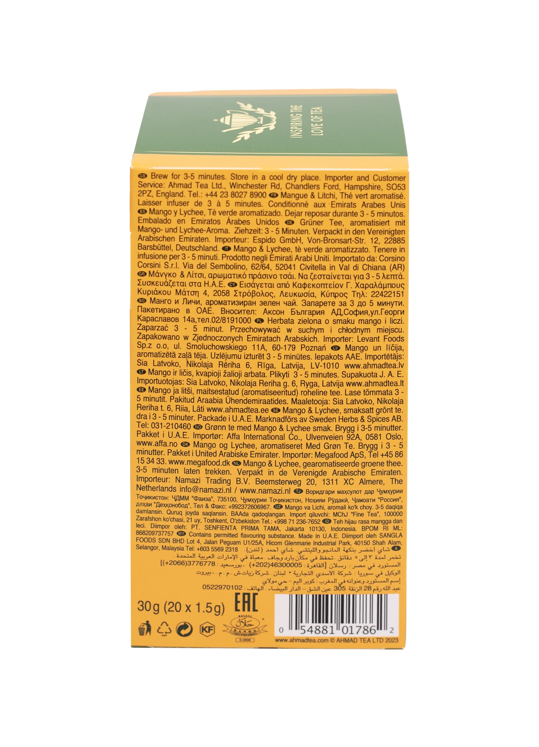 Ahmad Tea Mango & Lychee Flavored Green Tea with Fruit Pieces, 20 Count, Pack of 6 - Image 8