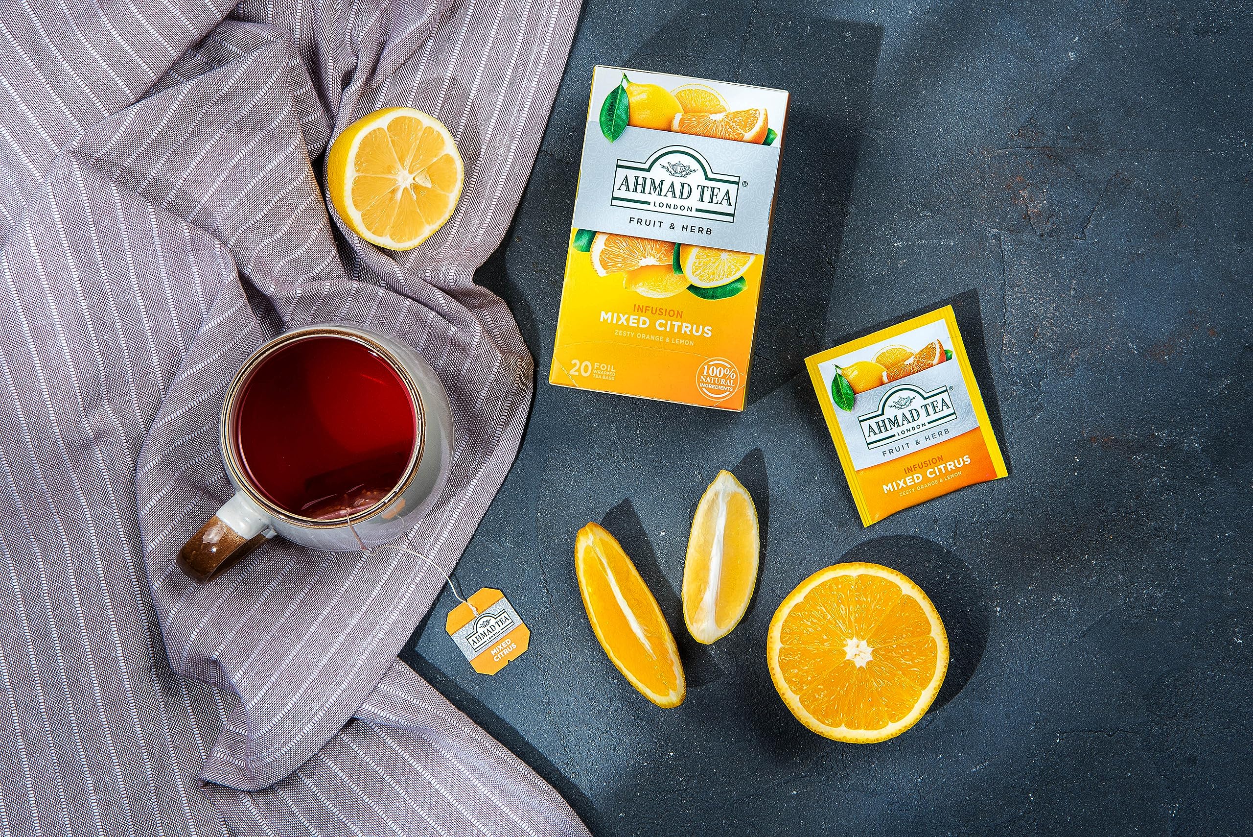 Ahmad Tea Herbal Tea, Mixed Citrus Teabags, 20 ct (Pack of 1) - Decaffeinated & Sugar-Free - Image 9