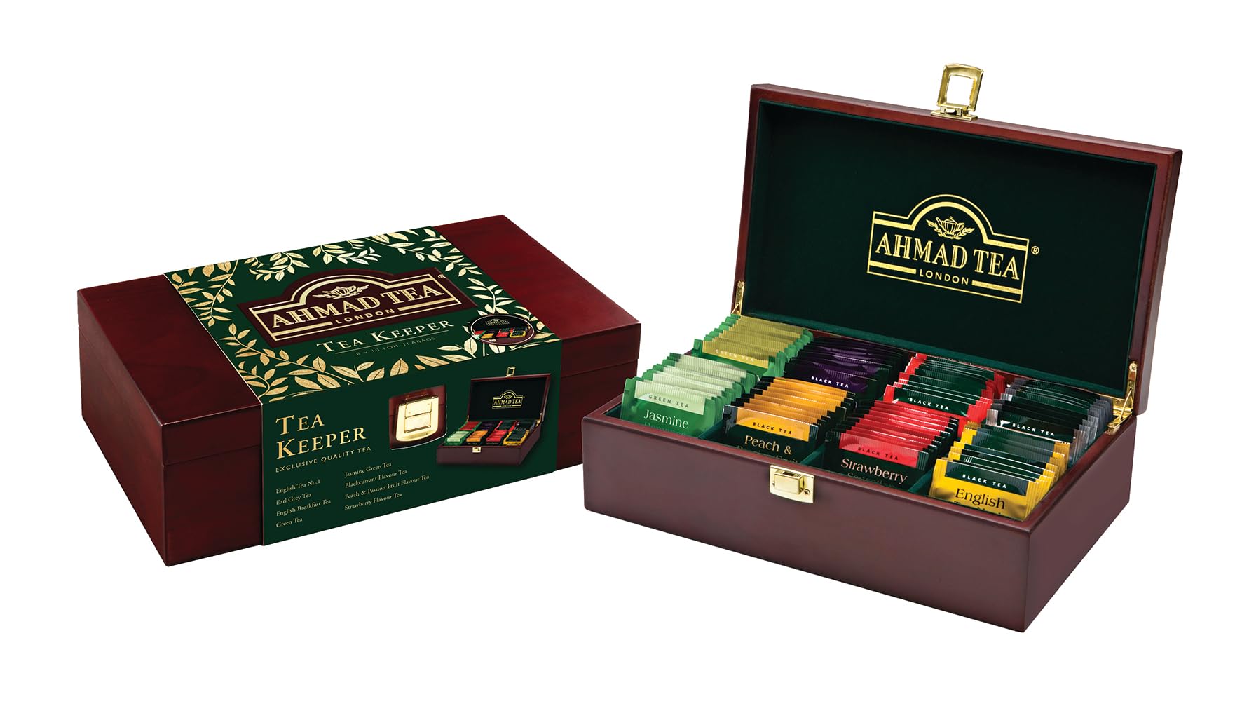 Ahmad Tea Keeper Wooden Box with 80-Count Assorted Tea Bags - Image 4
