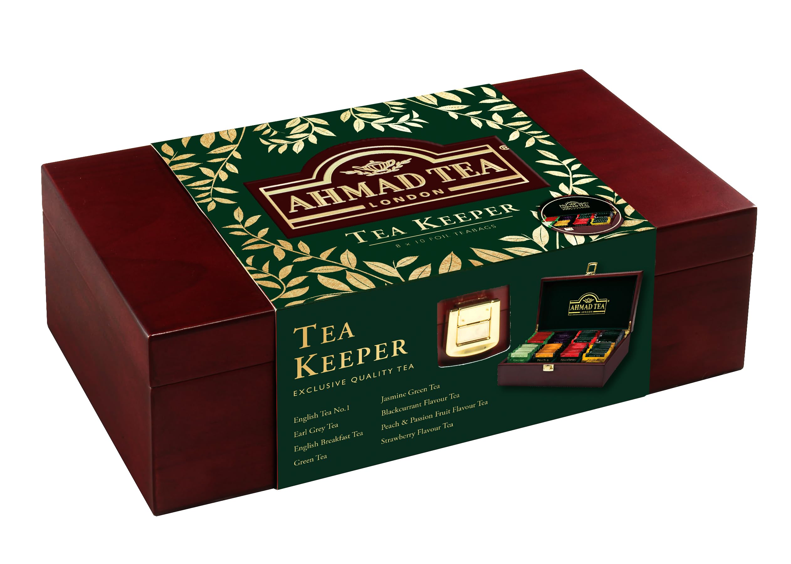 Ahmad Tea Keeper Wooden Box with 80-Count Assorted Tea Bags - Image 5