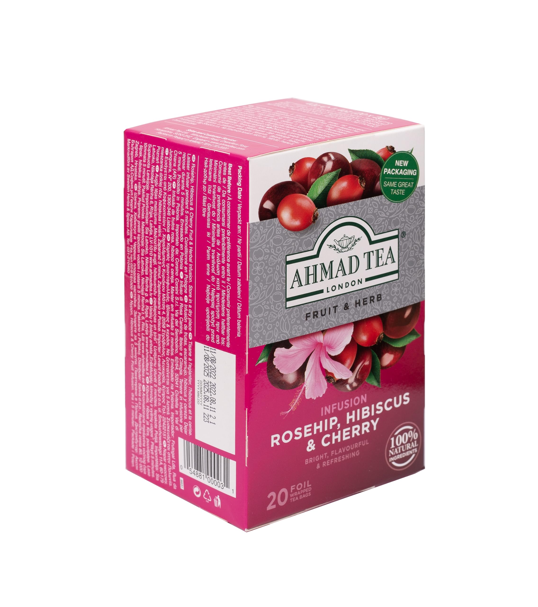 Ahmad Tea Rosehip & Cherry Infusion, 20-Count Tea Bags, Rosehip, Hibiscus & Cherry , 1.4 Oz, (Pack of 6) - Image 3
