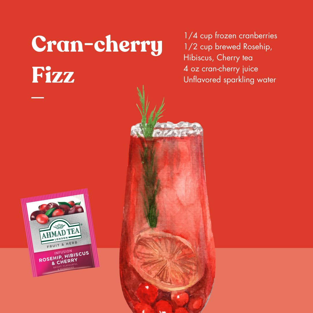 Ahmad Tea Rosehip & Cherry Infusion, 20-Count Tea Bags, Rosehip, Hibiscus & Cherry , 1.4 Oz, (Pack of 6) - Image 7