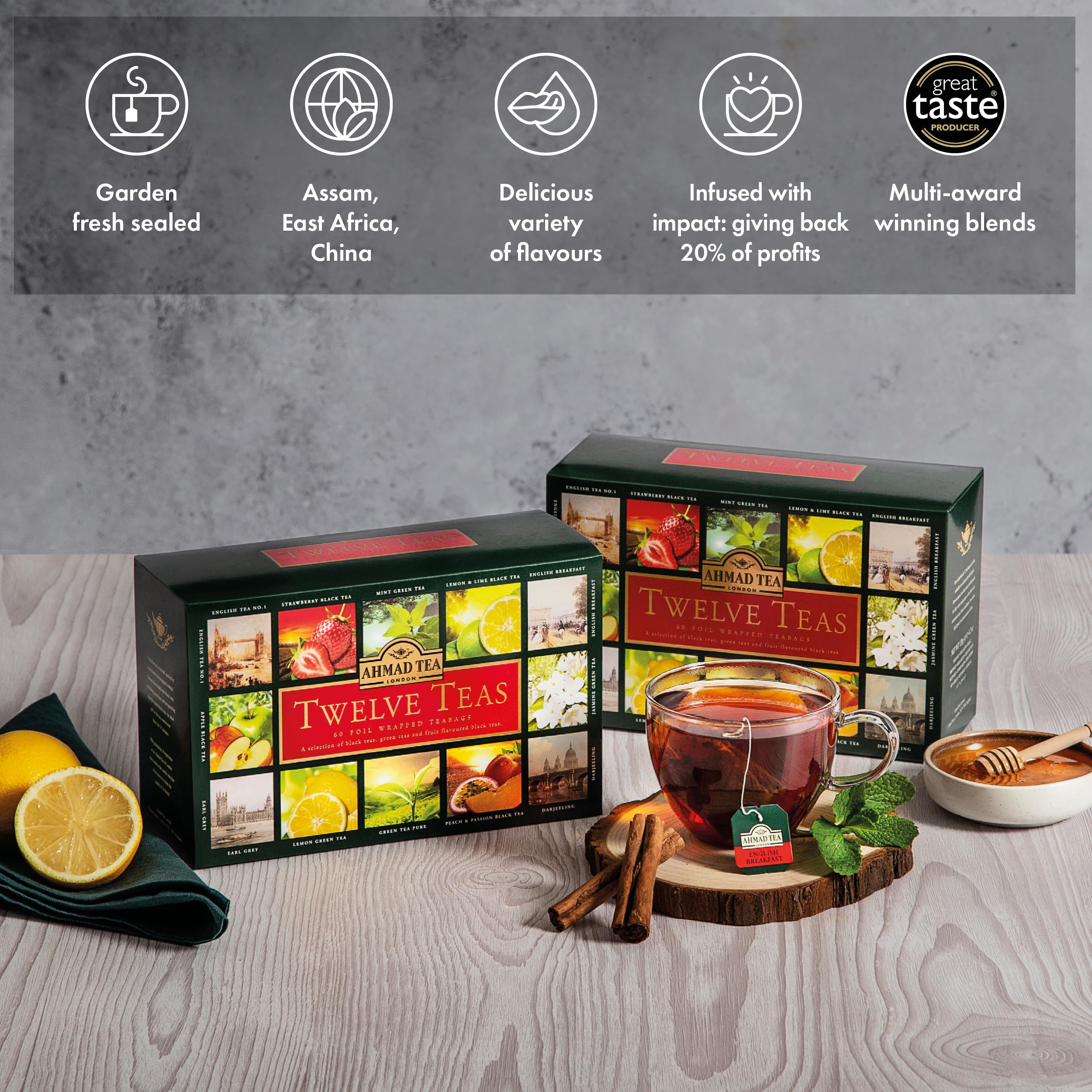 Ahmad Tea Variety Gift Box, 60 Foil Enveloped Teabags, Twelve Teas, 1 Count - Image 7